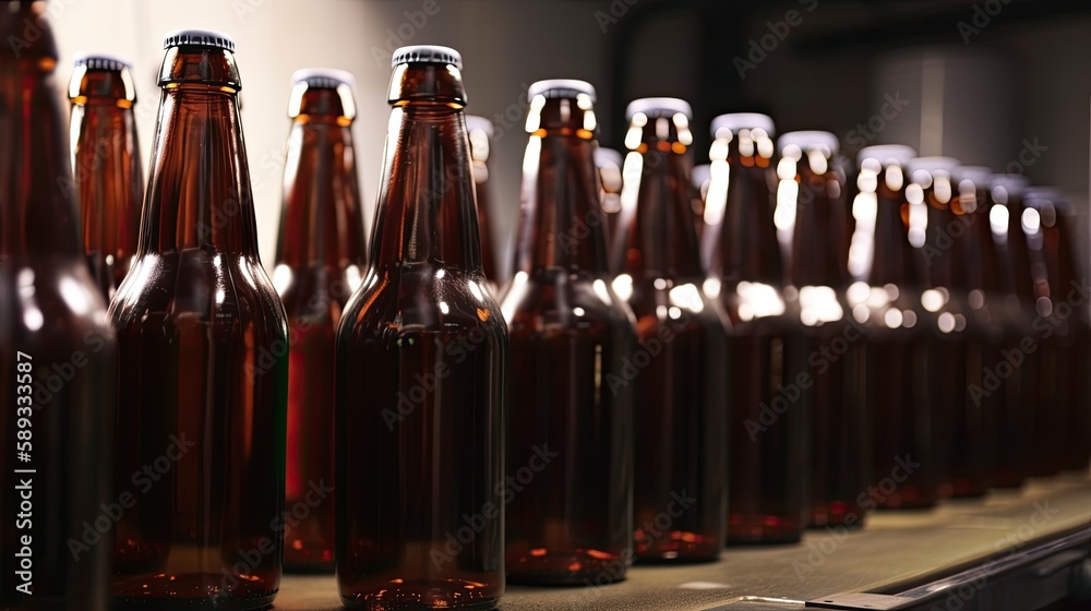 Celebrate with Craft Beer: Manufacturing of Brown Glass Alcohol Bottles at the Brewery: Generative AI