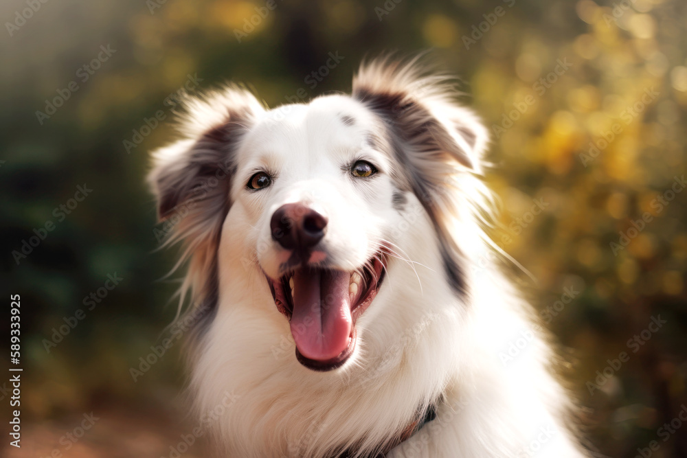 Happy border collie pet dog portrait. Generative AI