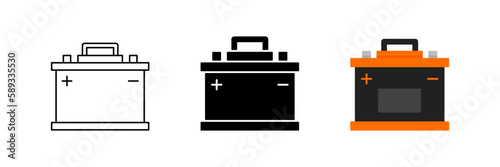 Auto battery icon. Car accumulator icons collection. Car battery vector icons