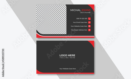 Business card, Red & black business card design, Visiting card, Template, Personal business card, Modern business card design, Creative business card design, Official business card design