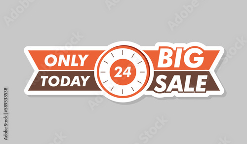Only today big sale sticker. Special offer, discounts and promotions. Marketing and advertising. Bonuses and prizes. Poster or banner for website. Cartoon flat vector illustration