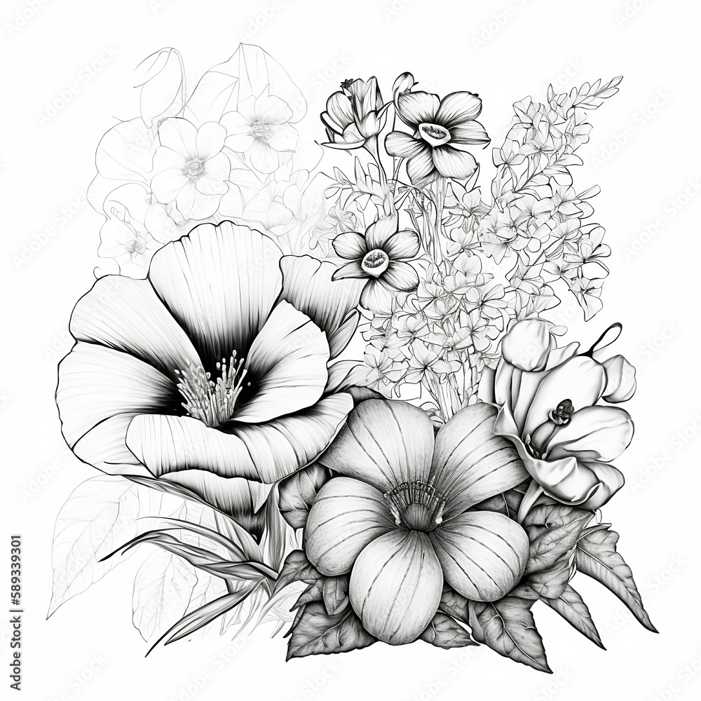 Fototapeta premium hand drawn flower