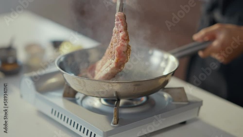 Searing Beefsteak on Steel Pan
