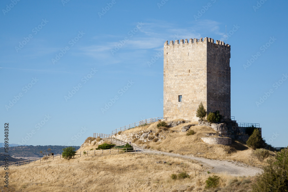 Langa de Duero castle view, Spanish landmark