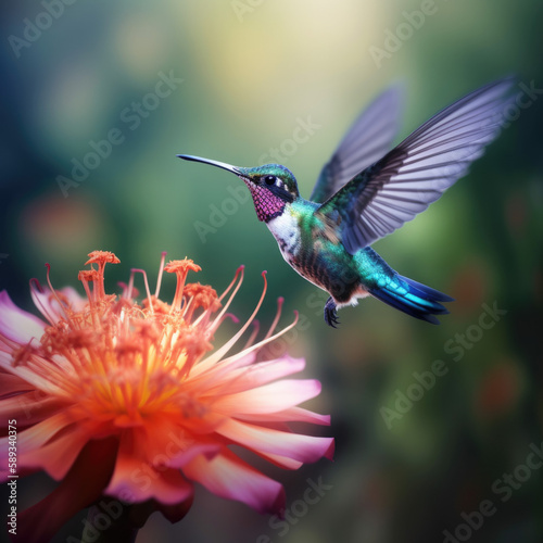 Hummingbirds and Flower