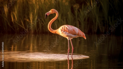 Graceful in Pink  The Majestic World of Flamingos generative ai