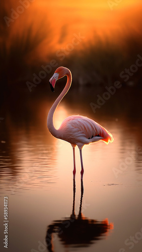 Graceful in Pink  The Majestic World of Flamingos generative ai