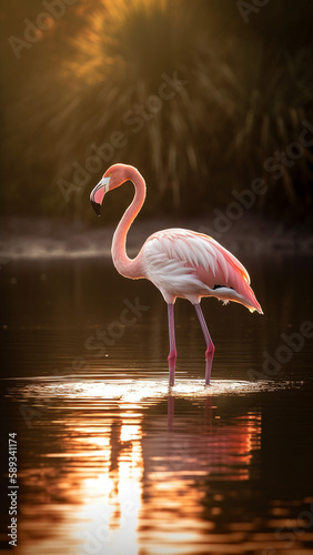 Graceful in Pink  The Majestic World of Flamingos generative ai