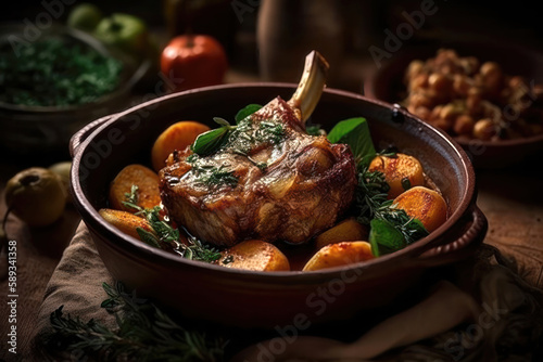 Cabrito à Lafões - A Flavorful Dish from the Rustic Portuguese Countryside. Generative Ai