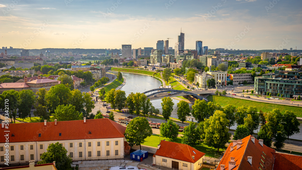 Obraz na płótnie Panorama of the city of Vilnius, Lithuania w salonie