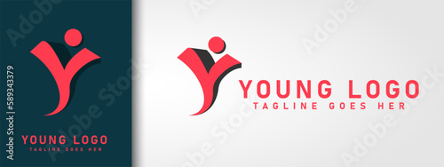 initial letter y people logo design. abstract young people lifestyle with happy logo symbol icon design for healthy life design element