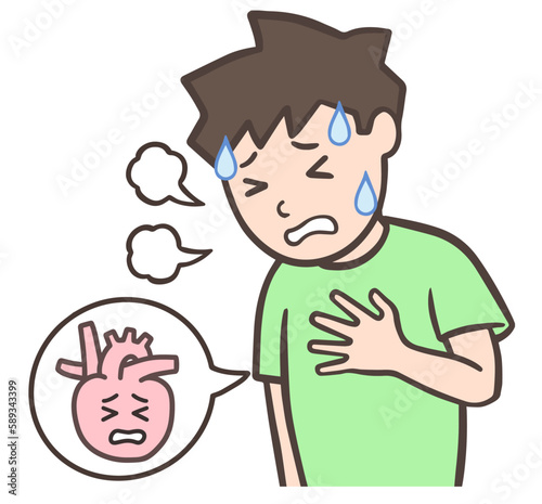 動悸息切れで苦しい男性