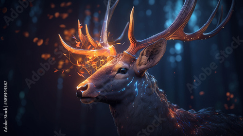 Glowing deer horns  deer horns  fantasy deer  fantasy background