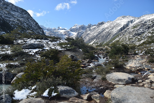 landscape with snow and mountains