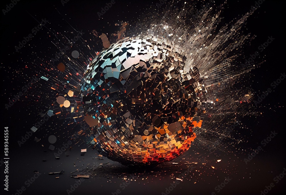 Disco Ball Explosion. Generative AI