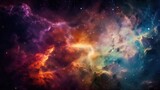 A Splendid Night Sky: Universe Astronomy with a Colorful Nebula and Stars as a Wallpaper Background. Generative AI