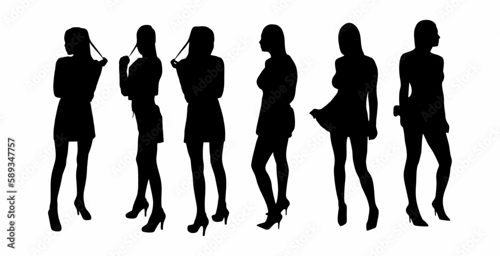 vector set of sexy woman silhouettes vector set of sexy woman silhouettes