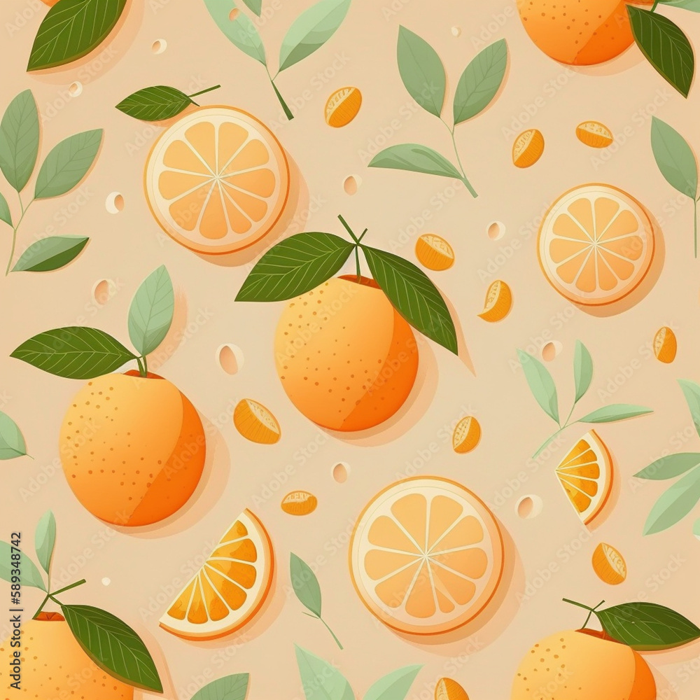 Ilustração de fundo pastel laranja padrão de fruta. Ilustração de fundo pastel laranja padrão de fruta.