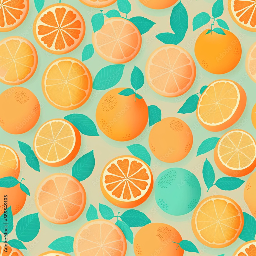 Ilustração de fundo pastel laranja padrão de fruta.