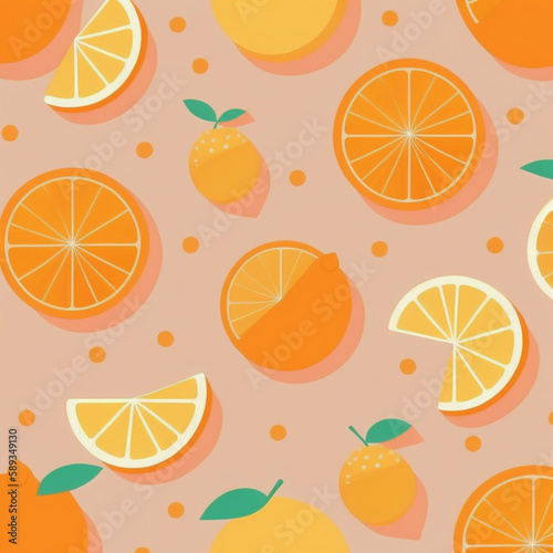 Ilustração de fundo pastel laranja padrão de fruta.