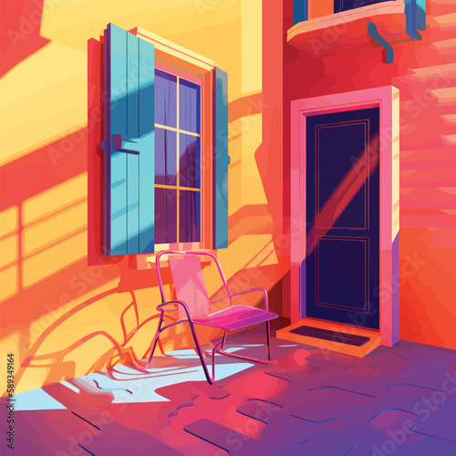 Vászonkép Fauvist Home: An Illustration with Saturated Color and Tightly Cropped Compositi
