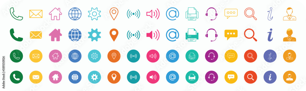 Set of contact colorful icons. Contact symbol set EPS10 - Stock Vector Set of contact colorful icons. Contact symbol set EPS10 - Stock Vector