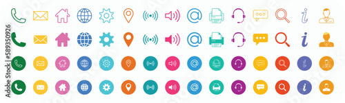 Set of contact colorful icons. Contact symbol set EPS10 - Stock Vector