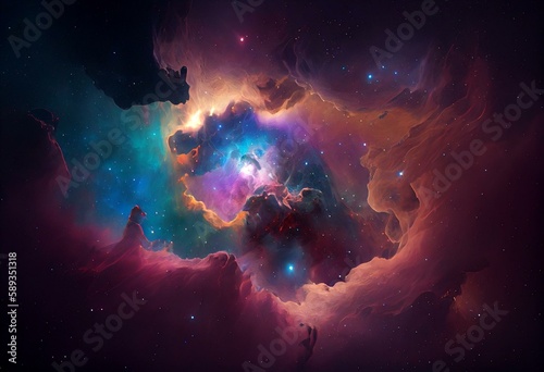 Cosmic Nebula Celestial Wonder Digital Art | AI Generated. Generative AI