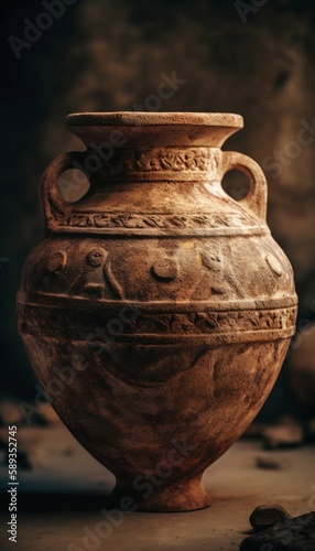 Vintage ancient archeologic amphora. Generative AI