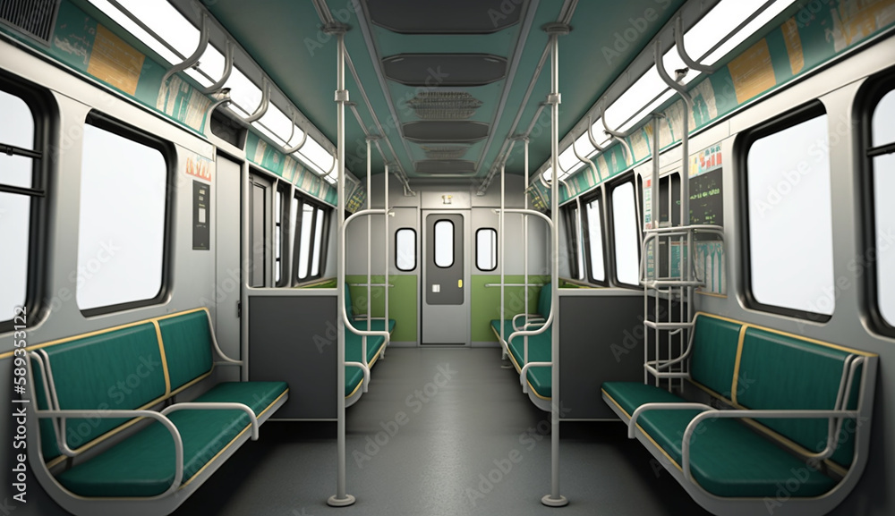Obraz premium Train Empty Interior, Generative AI