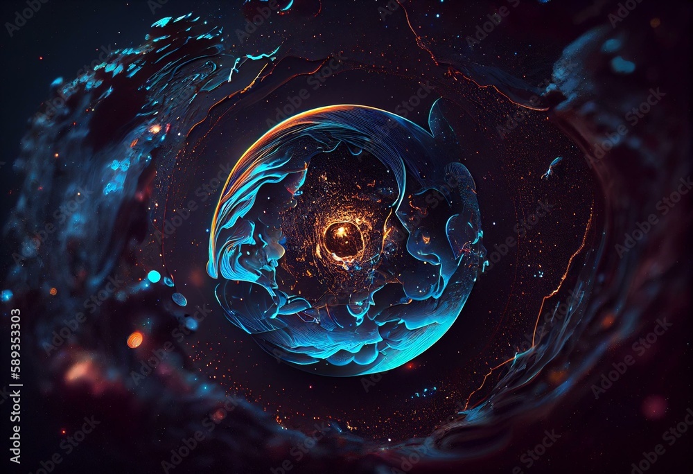 blue cosmic energy amid stars and galactic nuclei of source of ...