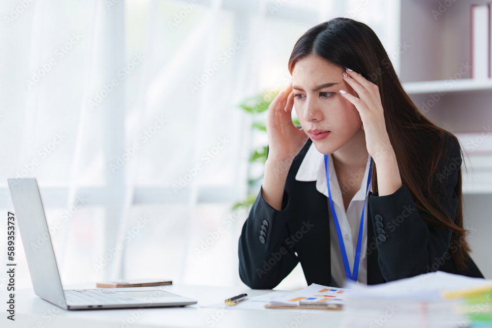 Businessperson have anxiety and stress and pressure with many financial document paperwork on desk, deadline, upset, depressed concept Businessperson have anxiety and stress and pressure with many financial document paperwork on desk, deadline, upset, depressed concept