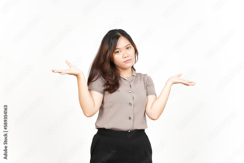 Doubt Confused, Don't know Gesture Of Beautiful Asian Woman Isolated On White Background Doubt Confused, Don't know Gesture Of Beautiful Asian Woman Isolated On White Background