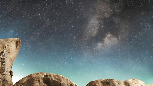 rocks with starry sky at night