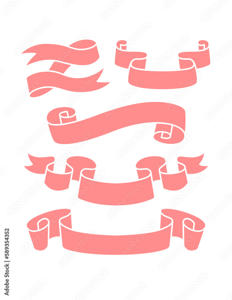 Pink paper and ribbon roll template illustration
