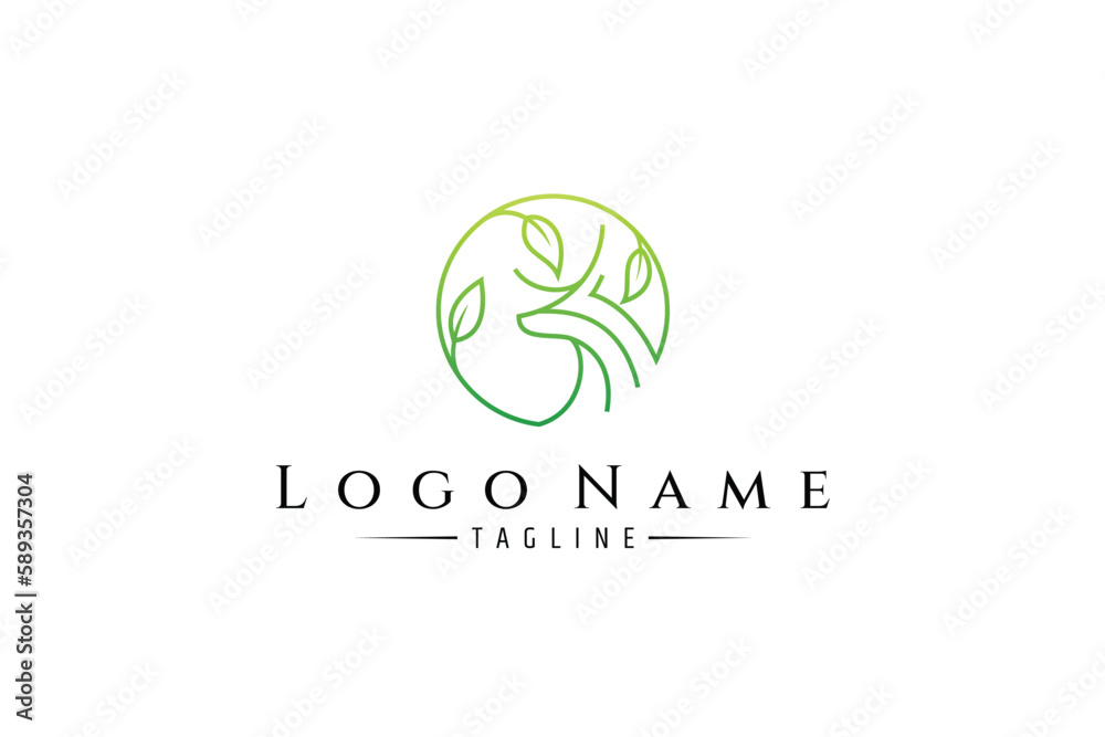 green deer line art logo design green deer line art logo design