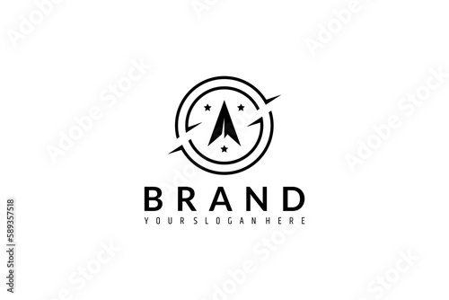 arrow logo inside the letter S in the shape of a circle with a variety of stars