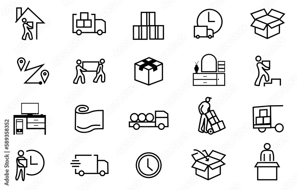Vetor de Moving Service Icons set Illustration vector. Contains such ...
