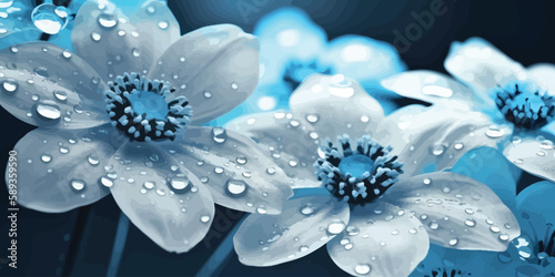 Reflective Blooms: A Beautiful Floral Arrangement with Blue Tones