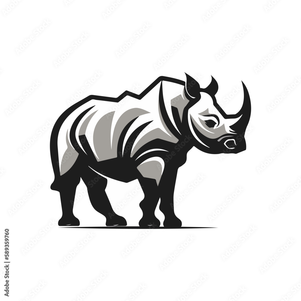 rhino monochrome silhouette modern logo