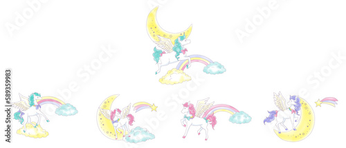 メルヘンなペガサスのイラストパーツ