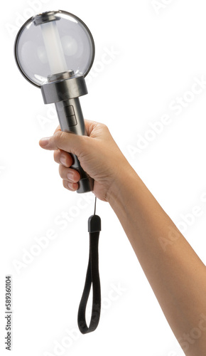 Canvas Print Hand Holding K pop light stick isolated on white background, Hand Holding light stick on white Background With clipping path