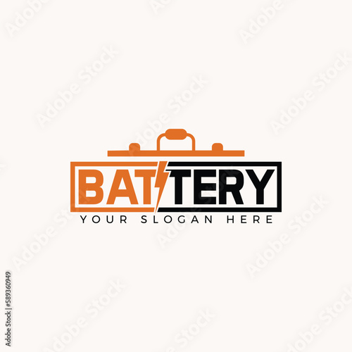Battery logo with the symbol of electric power