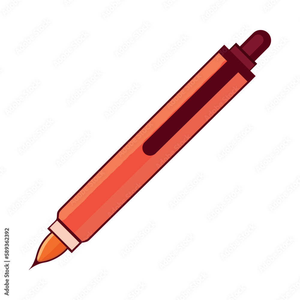 Flat cartoon pen design symbol on white background Flat cartoon pen design symbol on white background