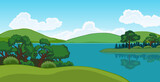 Lake background cartoon