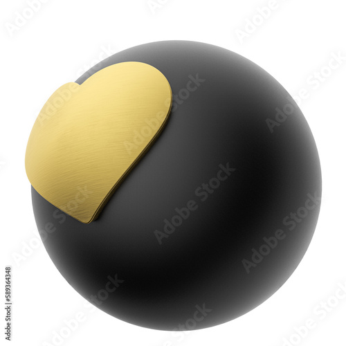 Like ball black and gold 3d render illustration