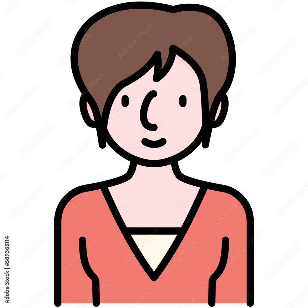 female avatar black outline filled color icon female avatar black outline filled color icon