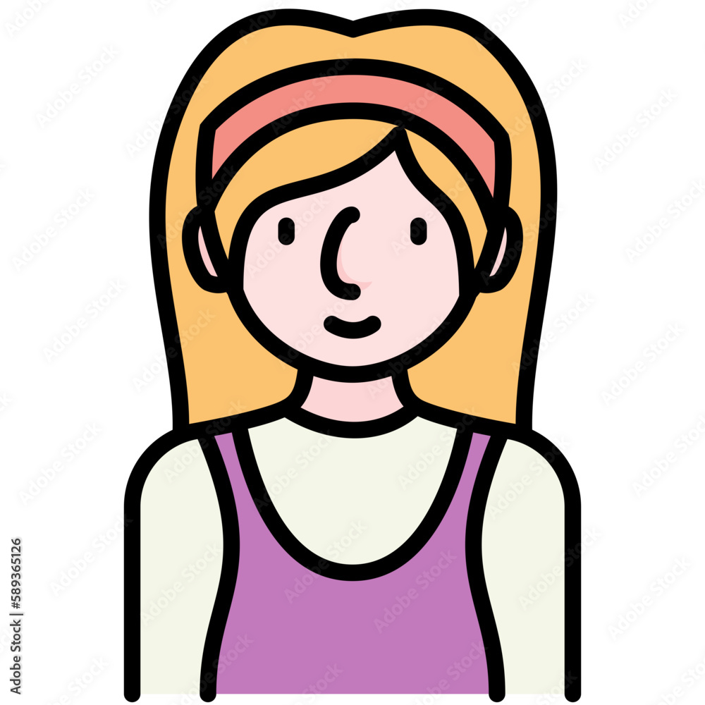 female avatar black outline filled color icon female avatar black outline filled color icon
