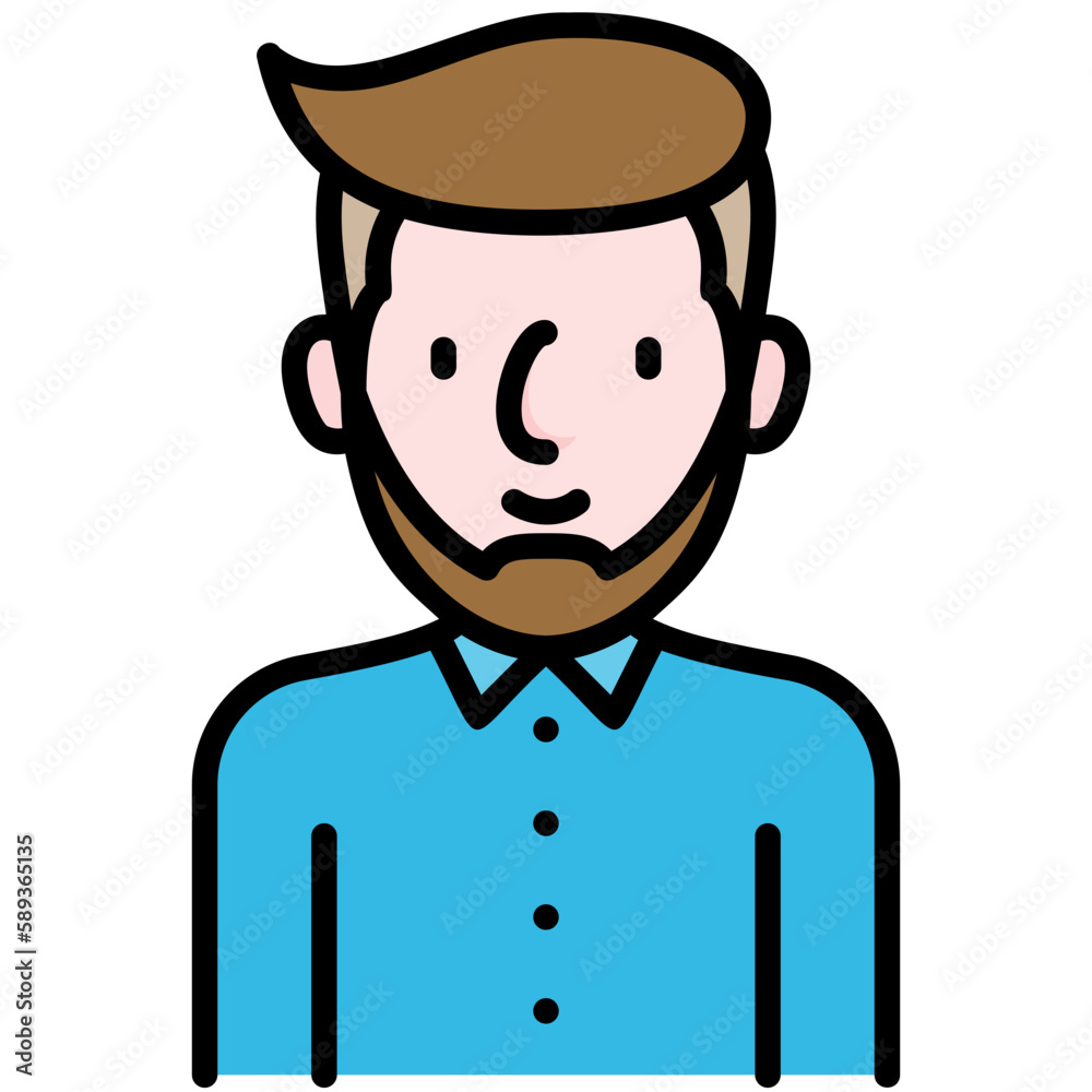 male avatar black outline filled color icon male avatar black outline filled color icon