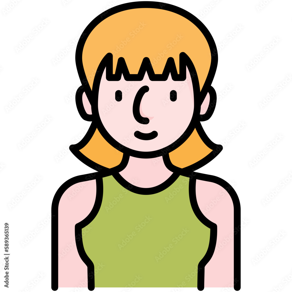 female avatar black outline filled color icon female avatar black outline filled color icon